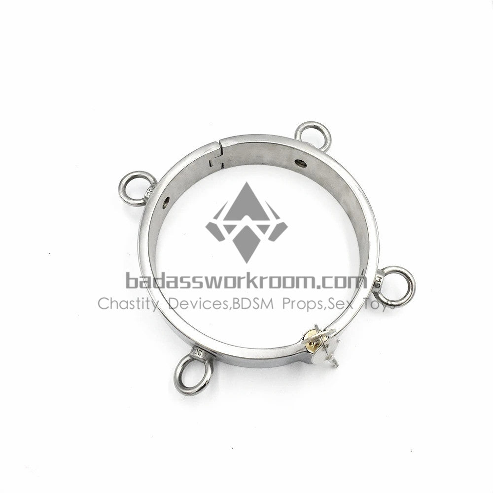 Stainless Steel BDSM Collar With Four Rings Attached