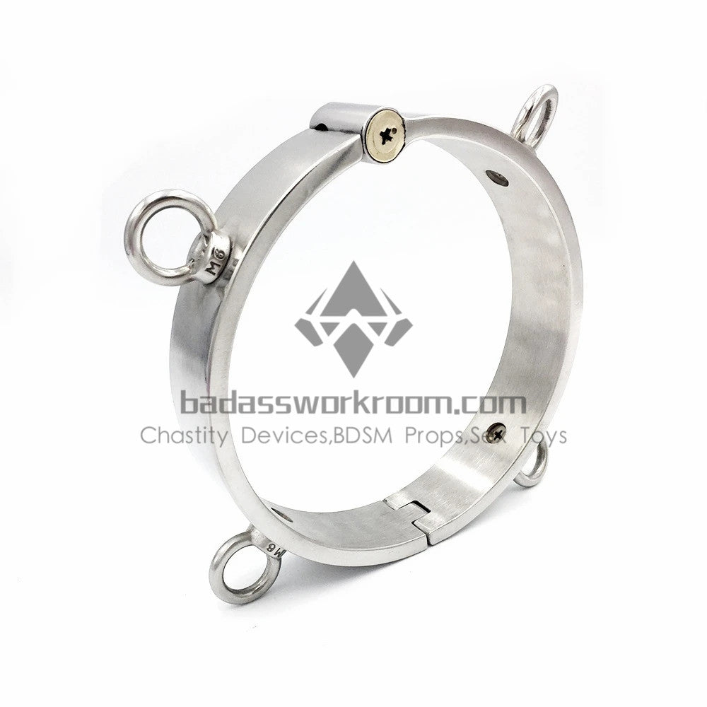 Stainless Steel BDSM Collar With Four Rings Attached