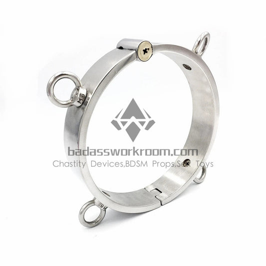 Stainless Steel BDSM Collar With Four Rings Attached