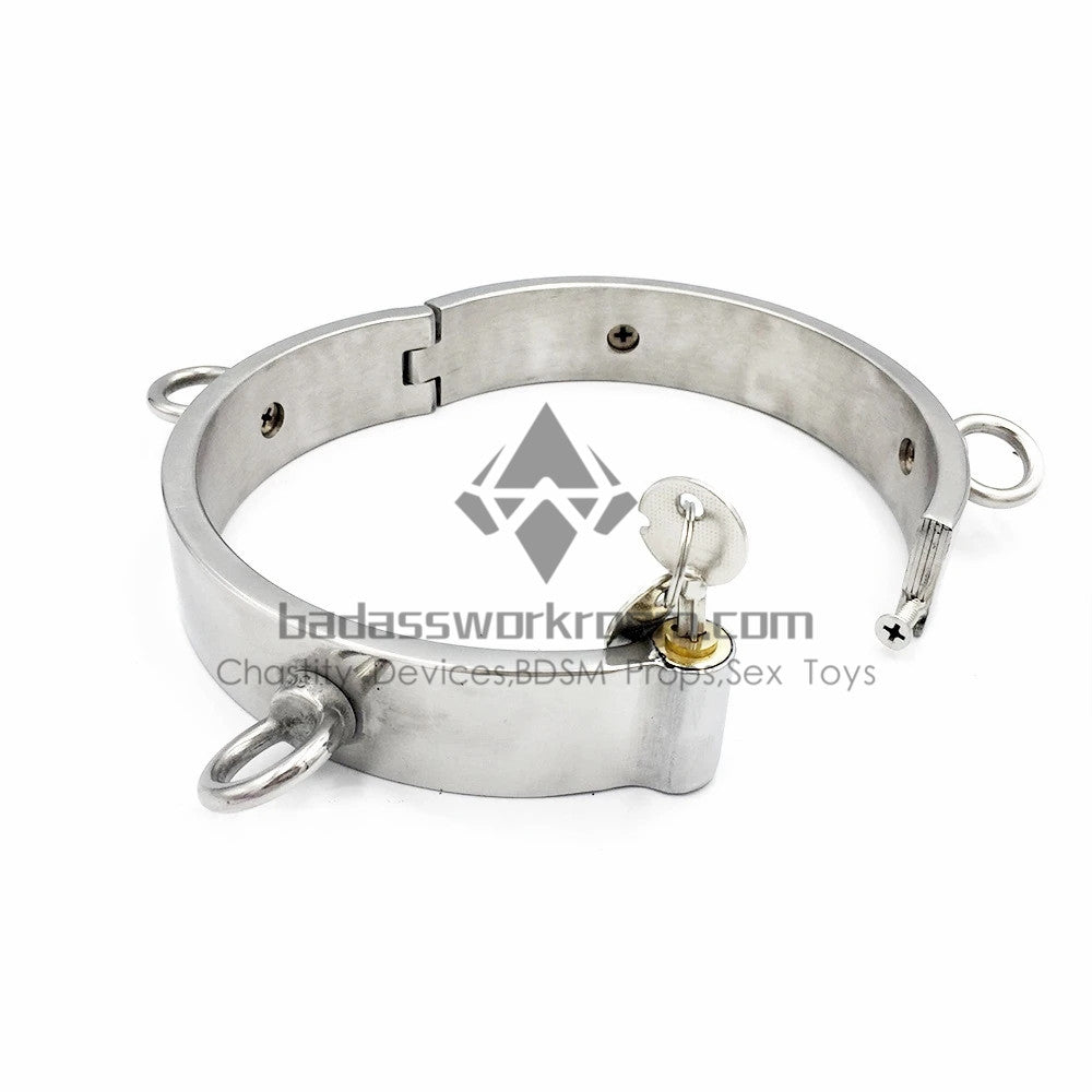 Stainless Steel BDSM Collar With Four Rings Attached