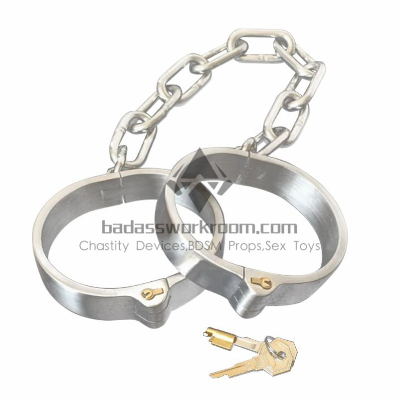 Integrated Cylinder Core Lock Steel BDSM Anklecuffs