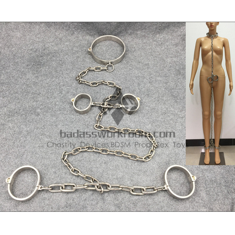 Integrated Cylinder Core Lock Chain Connected Steel Bondage 3 In 1 Kit
