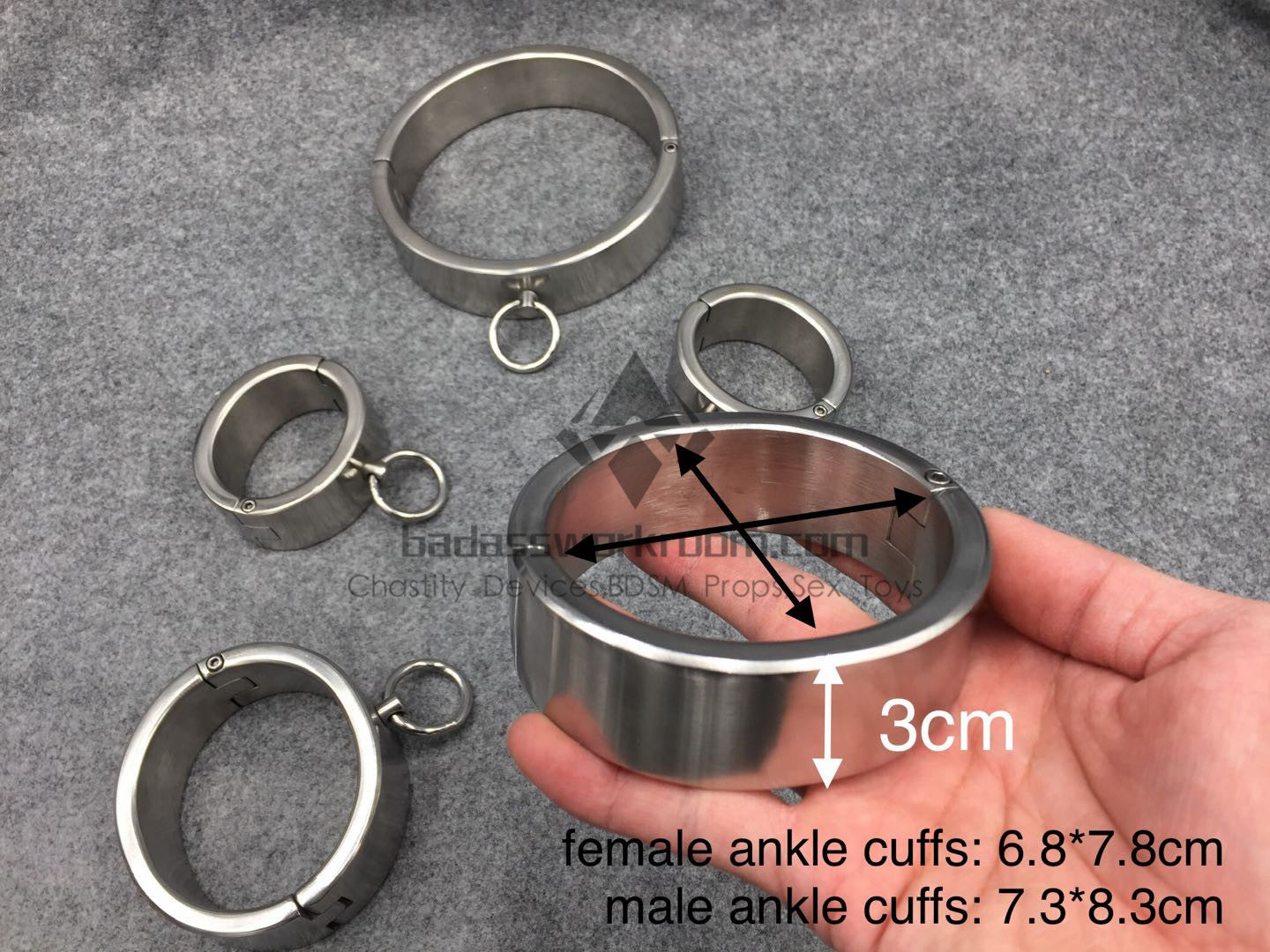 Stainless Steel 3 In 1 Restraint Cuffs Kit(screw lock)