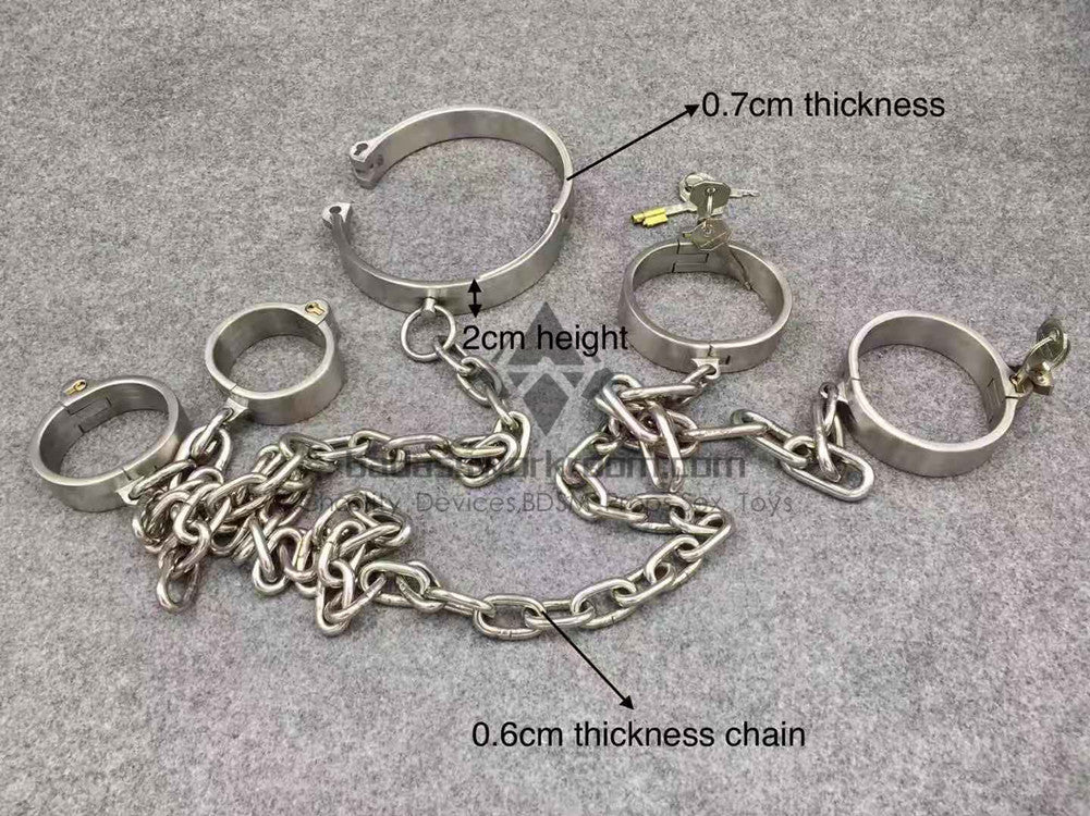 Integrated Cylinder Core Lock Chain Connected Steel Bondage 3 In 1 Kit