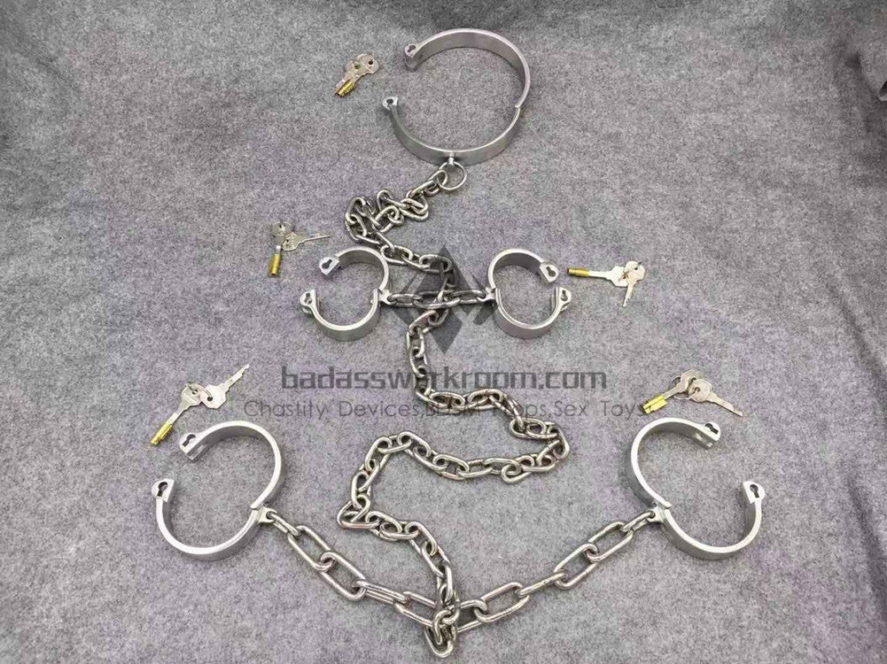 Integrated Cylinder Core Lock Chain Connected Steel Bondage 3 In 1 Kit