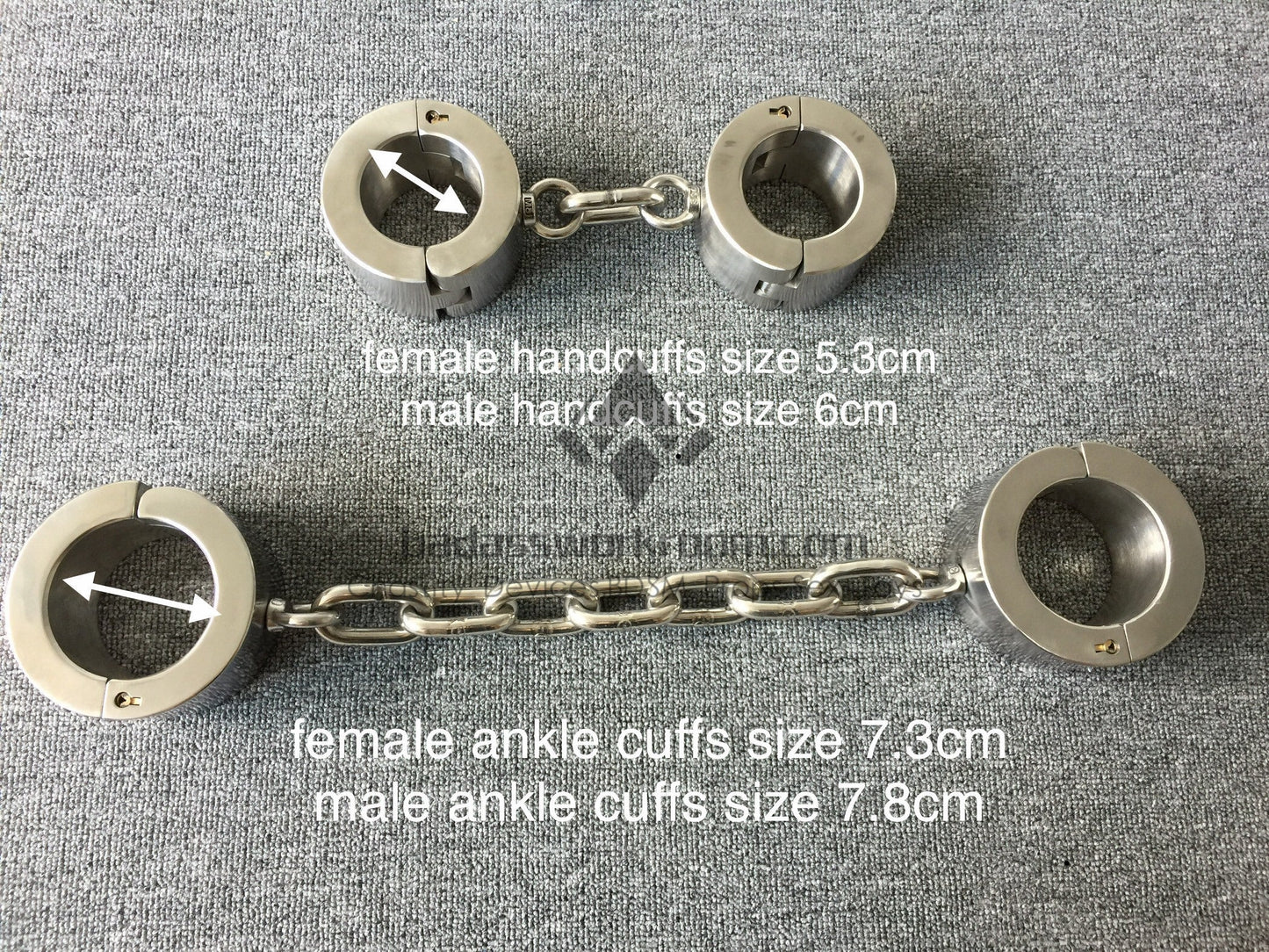 Super Heavy Stainless Steel Bondage Restraints Cuffs Kit